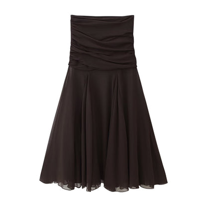 Summer Women Clothing Translucent Pleated Design Skirt