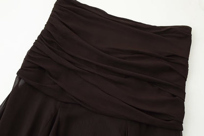Summer Women Clothing Translucent Pleated Design Skirt