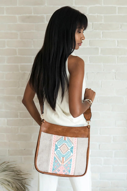 Sadie Aztec Embroidered Satchel Purse