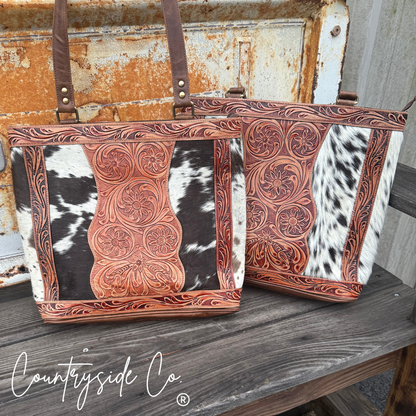 Lucille Conceal Carry Cowhide Leather Tote Purse