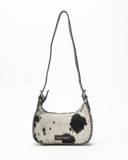 Dannia Medium Purse In Black & White Cowhide