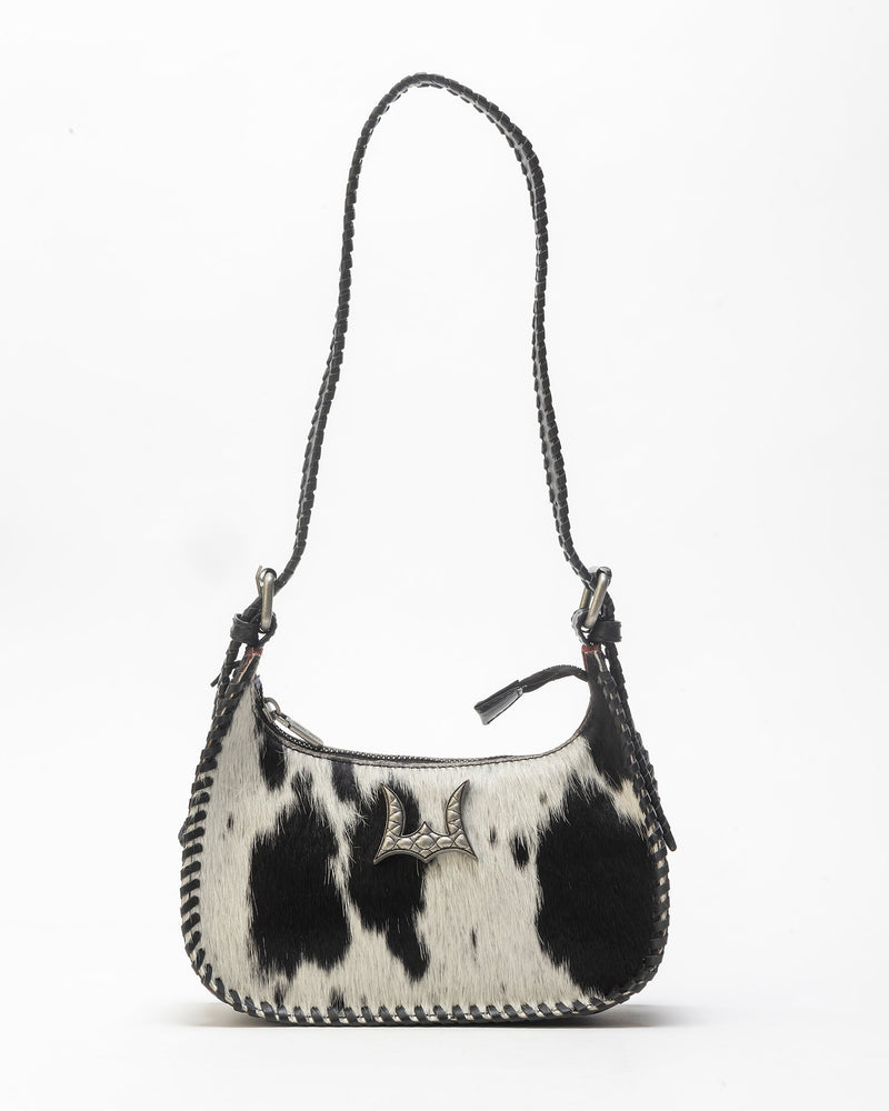 Dannia Medium Purse In Black & White Cowhide