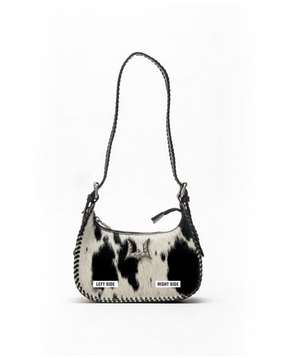 Dannia Medium Purse In Black & White Cowhide