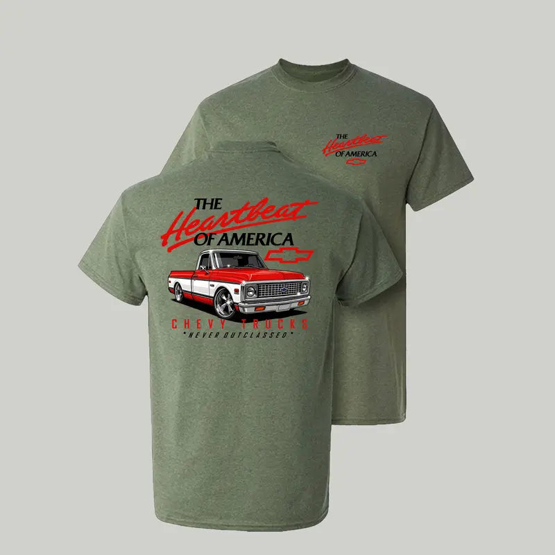 Old School Legend Red Chevy T-Shirt – Vintage Car Graphic Tee for Men, Classic Crewneck Streetwear